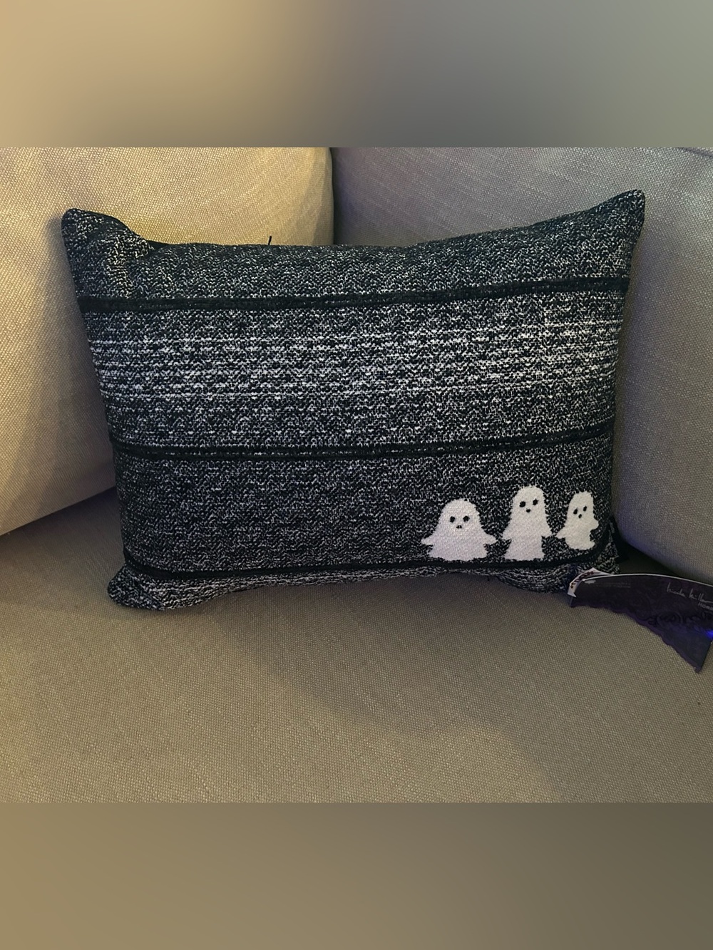 “New” Nicole Miller Home Black & White Ghost Knit Accent Pillow